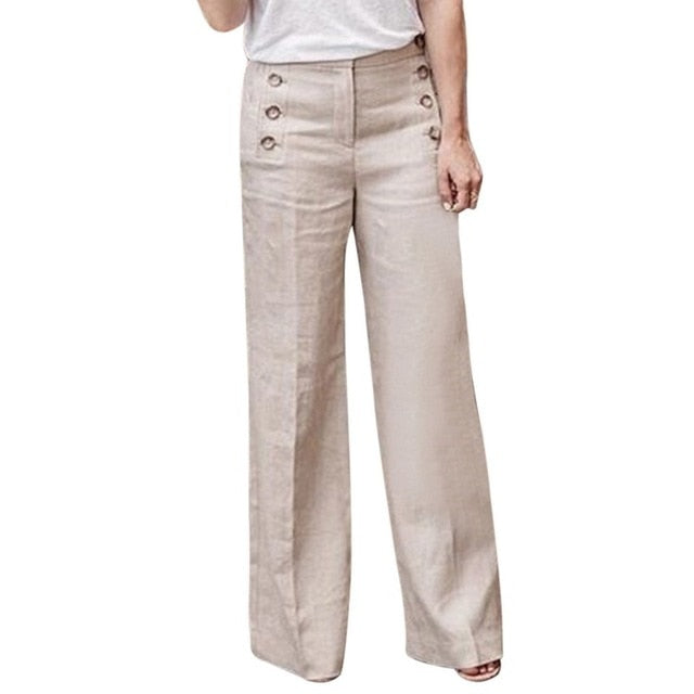 Plus Size Cotton Linen Women Wide Legs Pants