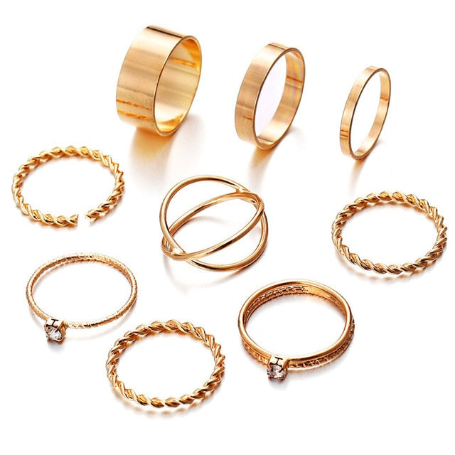 Gold/Sliver Rings Set For Women