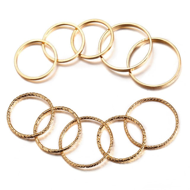 Gold/Sliver Rings Set For Women