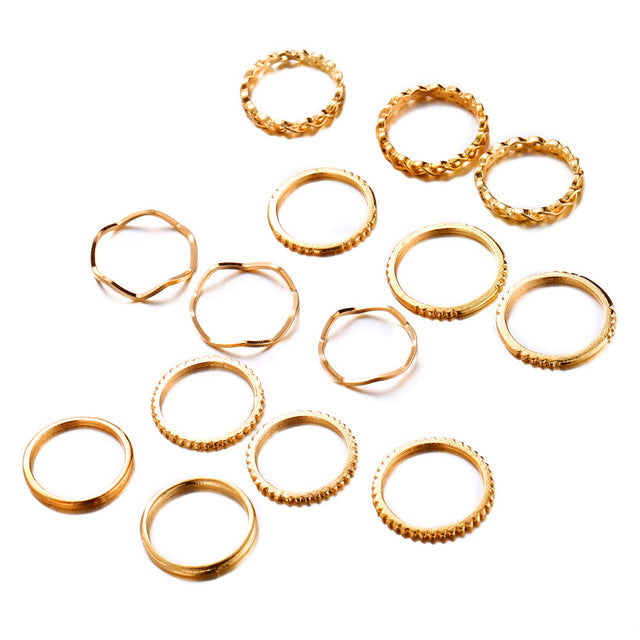 Gold/Sliver Rings Set For Women