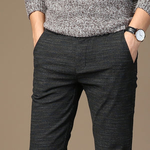 Men Striped Micro Elastic Pants