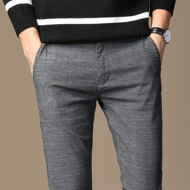 Men Striped Micro Elastic Pants
