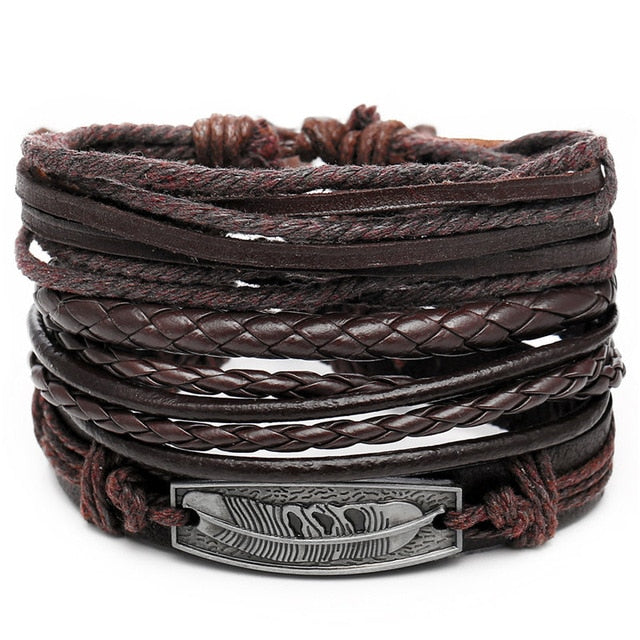 Men Fashion Braided Handmade Star Rope Wrap Bracelets