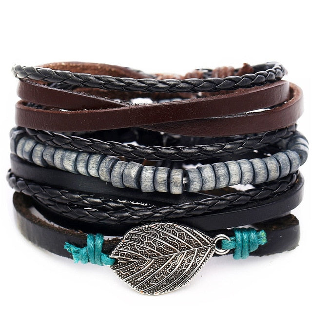 Men Fashion Braided Handmade Star Rope Wrap Bracelets