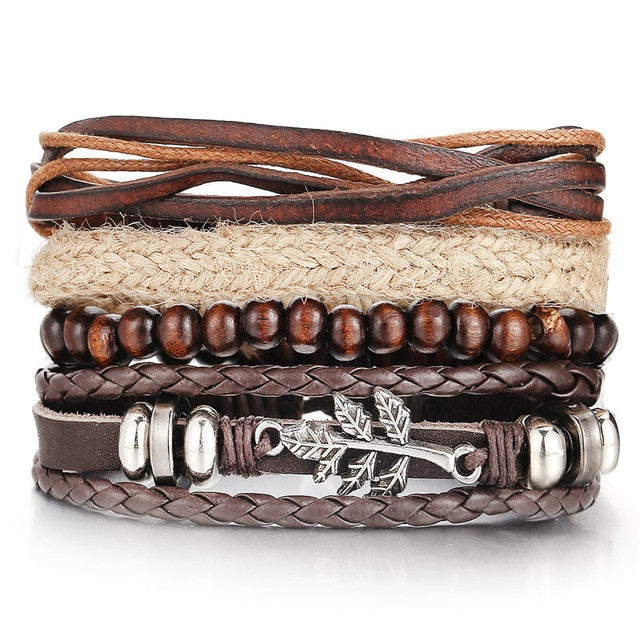 Men Fashion Braided Handmade Star Rope Wrap Bracelets