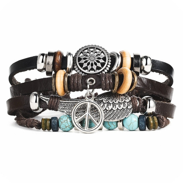Men Fashion Braided Handmade Star Rope Wrap Bracelets