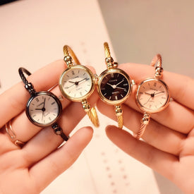 Stainless Steel Retro Ladies Quartz Wristwatches