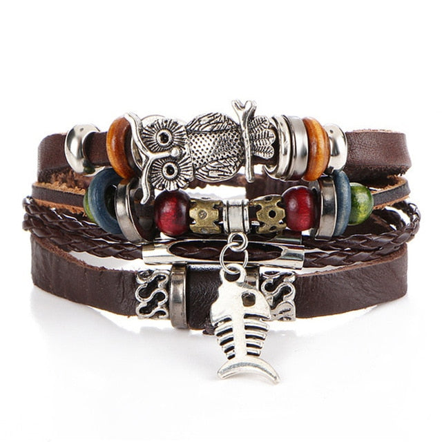 Men Fashion Braided Handmade Star Rope Wrap Bracelets