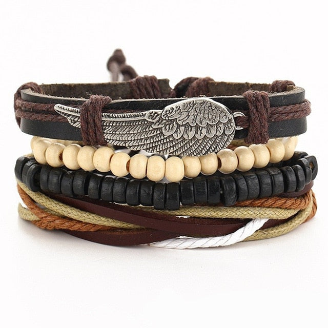 Men Fashion Braided Handmade Star Rope Wrap Bracelets