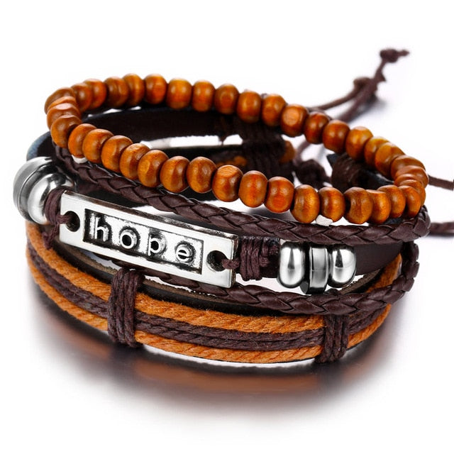 Men Fashion Braided Handmade Star Rope Wrap Bracelets