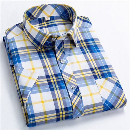 Classic Plaid Short Sleeved Shirts for Men
