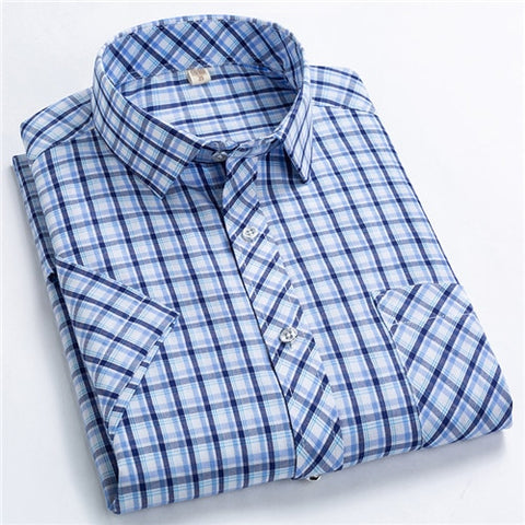 Image of Classic Plaid Short Sleeved Shirts for Men